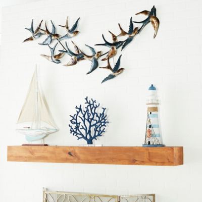 Harper & Willow Black Metal Coastal Birds Wall Decor, 52 in. x 3 in. x 27 in.