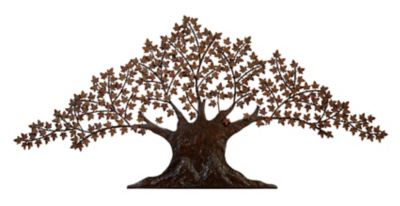 Image showing  Dark Brown Metal Indoor Outdoor Tree Wall Decor with Leaves, 92 in. x 42 in. x 1 in.