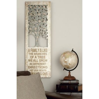 Harper & Willow Beige Metal Farmhouse Nature Wall Decor, 12 in. x 1 in. x 36 in.