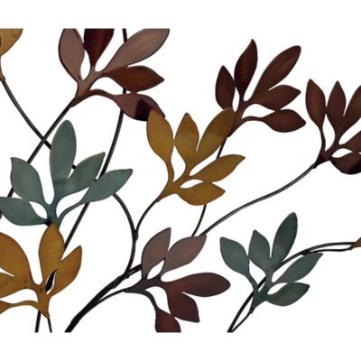 Image showing  Multicolor Metal Tree Wall Decor with Leaf Detail, 47 in. x 2 in. x 42 in.