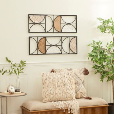 Harper & Willow Brown Metal Contemporary Geometric Wall Decor, 11 in., 30 in., 2 pc.