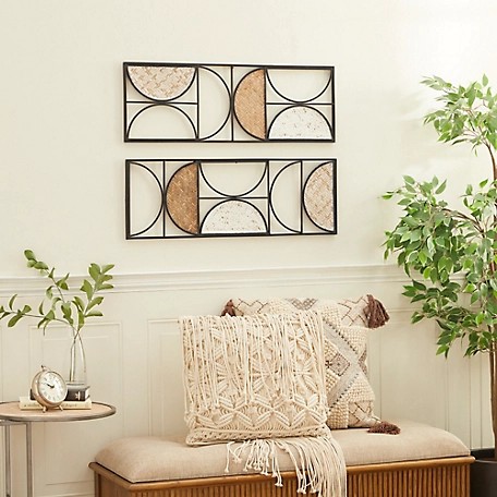 Harper & Willow Brown Metal Contemporary Geometric Wall Decor, 11 in., 30 in., 2 pc.