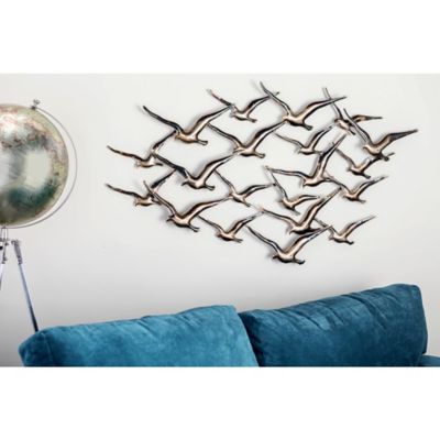Harper & Willow Metal Coastal Flying Birds Wall Decor, 48 in. x 27 in.