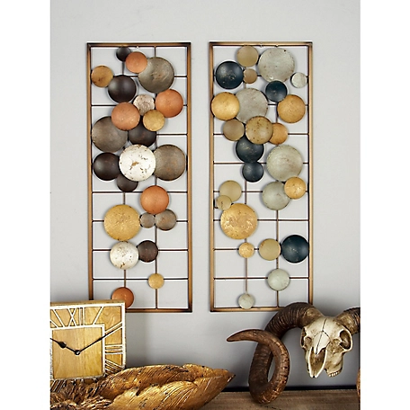 Harper & Willow Multicolor Metal Contemporary Abstract Wall Decor, 11 in., 29 in., 2 pc.