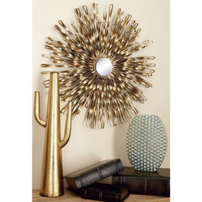 Harper & Willow Copper Metal Sunburst Wall Decor with Mirror Accent, 3 pc.