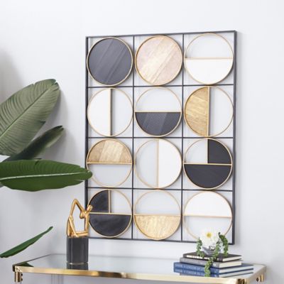 Cosmoliving by Cosmopolitan Black Metal Contemporary Geometric Wall Decor, 30 in. x 40 in.