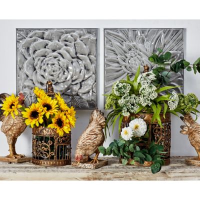 Harper & Willow Grey Metal Contemporary Flowers Wall Decor, 16 in., 3 pc.