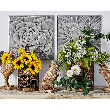 Harper & Willow Grey Metal Contemporary Flowers Wall Decor, 16 in., 3 pc.