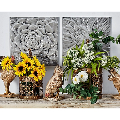Harper & Willow Grey Metal Contemporary Flowers Wall Decor, 16 in., 3 pc.