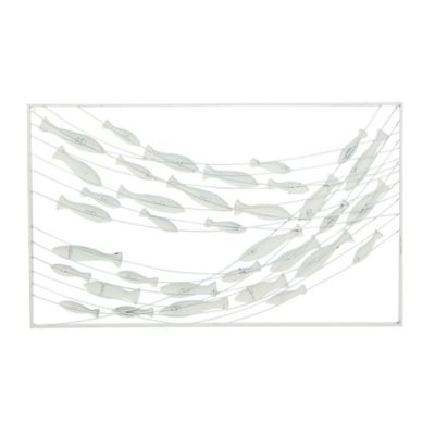 Image showing  Blue Metal Coastal Fish Wall Decor, 40 in. x 2 in. x 24 in.