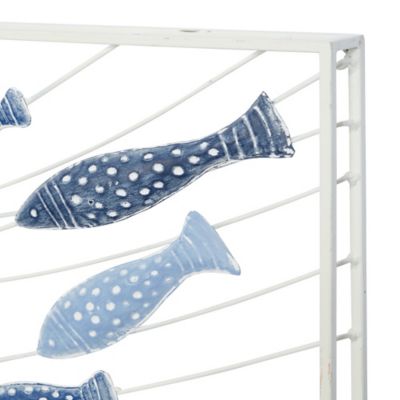 Image showing  Blue Metal Coastal Fish Wall Decor, 40 in. x 2 in. x 24 in.