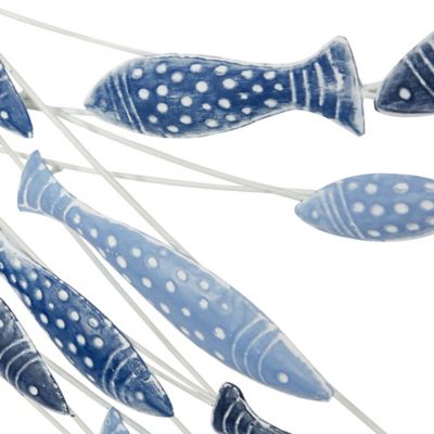 Image showing  Blue Metal Coastal Fish Wall Decor, 40 in. x 2 in. x 24 in.