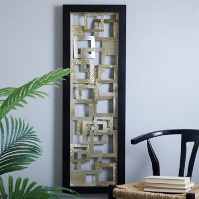 Harper & Willow Gold Metal Contemporary Abstract Wall Decor, 16 in. x 2 in. x 48 in., Gold