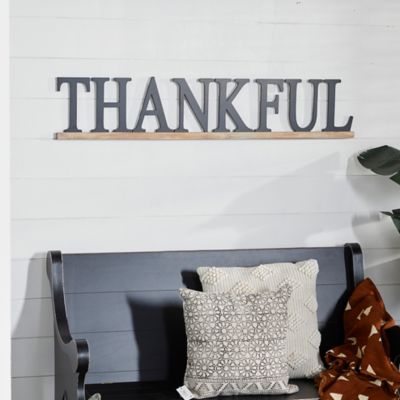 Harper & Willow Black Wood Traditional Words and Text Wall Decor, 48 in. x 1 in. x 10 in., Black