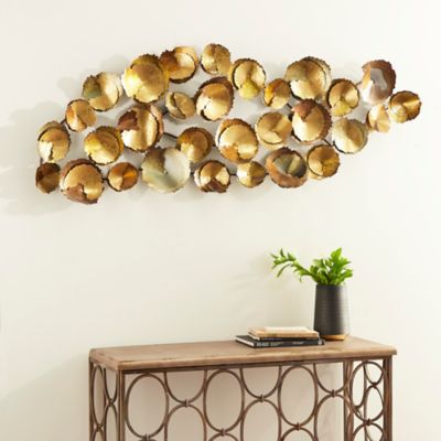 Harper & Willow Gold Metal Contemporary Ornamental Wall Decor, 62 in. x 5 in. x 22 in.