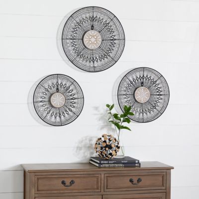Harper & Willow Black Metal Eclectic Ornamental Wall Decor, 14 in., 16 in., 18 in., 3 pc.