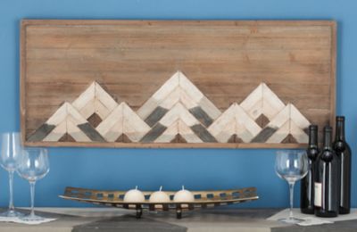 Harper & Willow Brown Wood Farmhouse Abstract Wall Decor, 39 in. x 1 in. x 15 in.