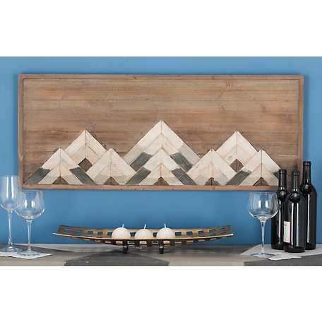 Harper & Willow Brown Wood Farmhouse Abstract Wall Decor, 39 in. x 1 in. x 15 in.