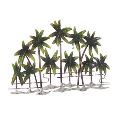 Image showing  Green Metal Tree Indoor Outdoor Palm Tree Wall Decor, 38 in. x 25 in.