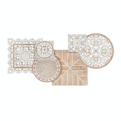 Image showing 1 th Harper & Willow Brown Wood Farmhouse Abstract Wall Decor, 36 in. x 17 in.
