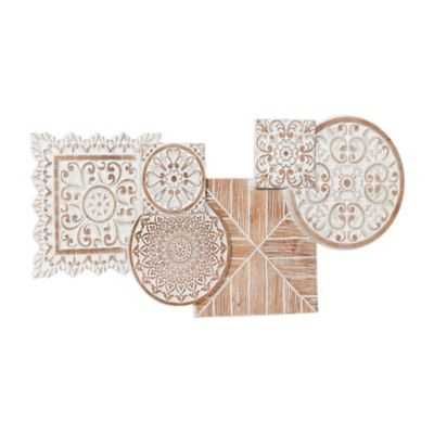Image showing 2 th Harper & Willow Brown Wood Farmhouse Abstract Wall Decor, 36 in. x 17 in.