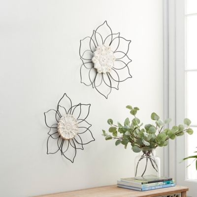 Harper & Willow Black Metal Traditional Ornamental Wall Decor, 16 in., 21 in., 2 pc.