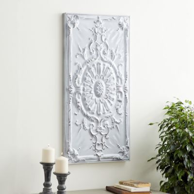 Harper & Willow White Metal Scroll Wall Decor with Embossed Details 19
