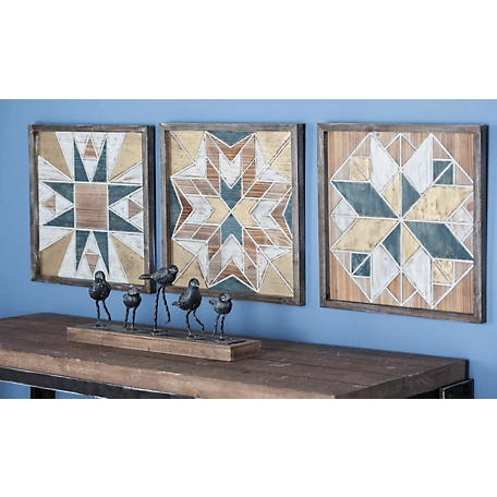 Harper & Willow Brown Wood Farmhouse Abstract Wall Decor, 15 in., 15 in., 3 pc.