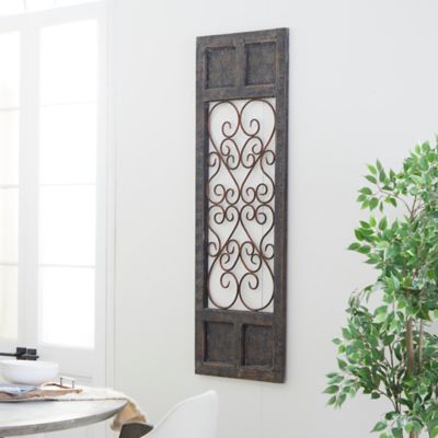 Harper & Willow Brown Metal Traditional Ornamental Wall Decor, 20 in. x 57 in.