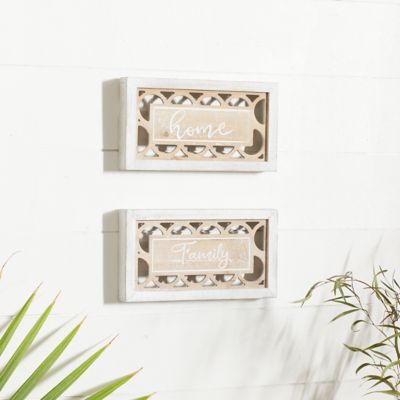 Harper & Willow Wood Farmhouse Words and Text Wall Decor, 12.2 in. L x 2 in. W x 7 in. H, 2 pc.