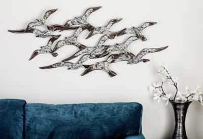 Harper & Willow Metal Coastal Flying Birds Wall Decor, 48 in. x 2.5 in. x 23 in.