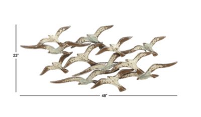 Image showing  Metal Coastal Flying Birds Wall Decor, 48 in. x 2.5 in. x 23 in.