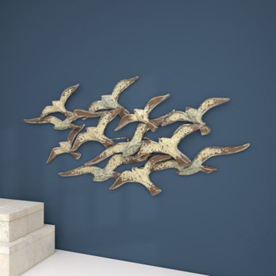 Image showing  Metal Coastal Flying Birds Wall Decor, 48 in. x 2.5 in. x 23 in.