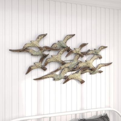 Image showing  Metal Coastal Flying Birds Wall Decor, 48 in. x 2.5 in. x 23 in.