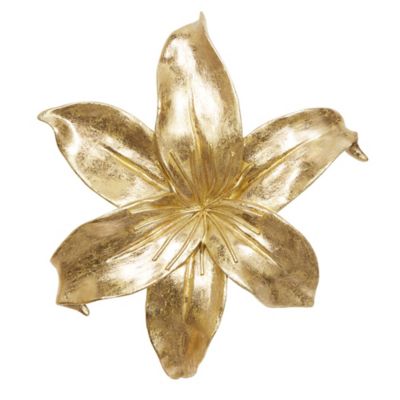 Image showing  Gold Polystone Contemporary Flowers Wall Decor, 3 pc.