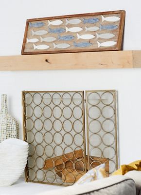 Harper & Willow Grey Wood Coastal Fish Wall Decor, 42 in. x 2 in. x 13 in.