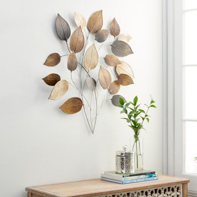 Harper & Willow Brown Metal Traditional Leaves Wall Decor, 30 in. x 33 in.