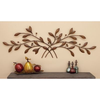 Harper & Willow Brown Metal Traditional Leaves Wall Decor, 60 in. x 1 in. x 22 in.