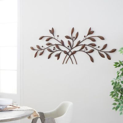 Image showing  Brown Metal Traditional Leaves Wall Decor, 60 in. x 22 in.