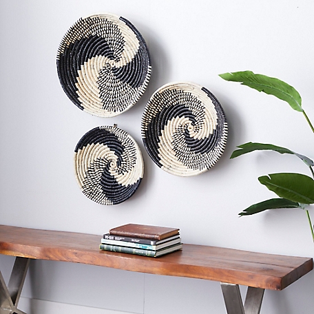Harper & Willow Black Seagrass Bohemian Abstract Wall Decor, 20 in., 18 in., 15 in., 3 pc.