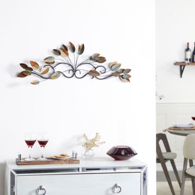 Harper & Willow Brown Metal Traditional Leaves Wall Decor, 34 in. x 1 in. x 10 in.