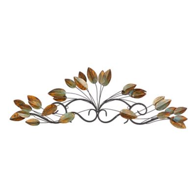 Image showing  Brown Metal Traditional Leaves Wall Decor, 34 in. x 1 in. x 10 in.