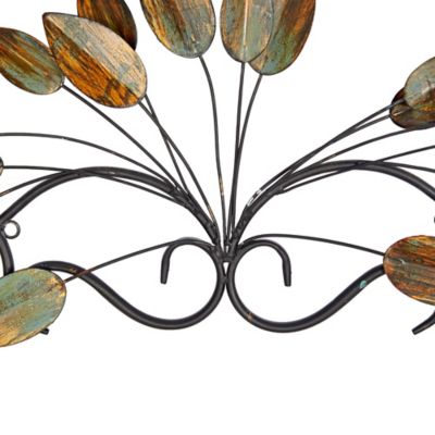 Image showing  Brown Metal Traditional Leaves Wall Decor, 34 in. x 1 in. x 10 in.