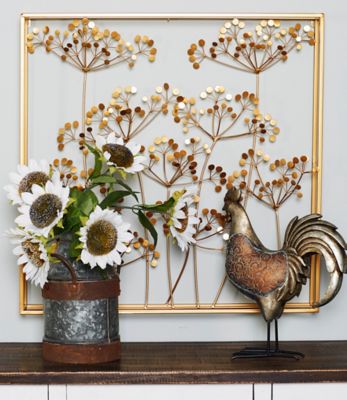 Harper & Willow Gold Metal Floral Wall Decor with Gold Frame 28" x 4" x 28"