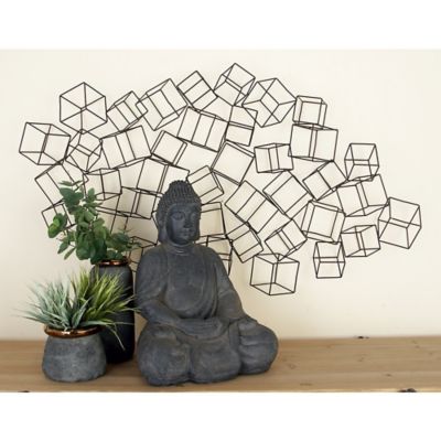 Harper & Willow Black Metal 3-D Square Geometric Wall Decor, 48 in. x 27 in.
