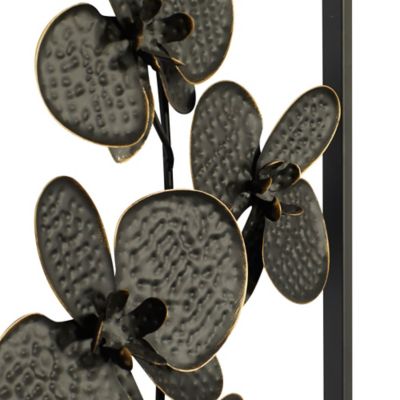 Image showing  Black Metal Contemporary Flowers Wall Decor, 14 in., 36 in., 2 pc.