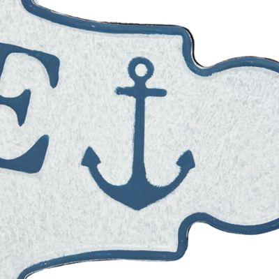 Image showing  Blue Metal Coastal Words and Text Wall Decor, 36 in. x 11 in., 89542