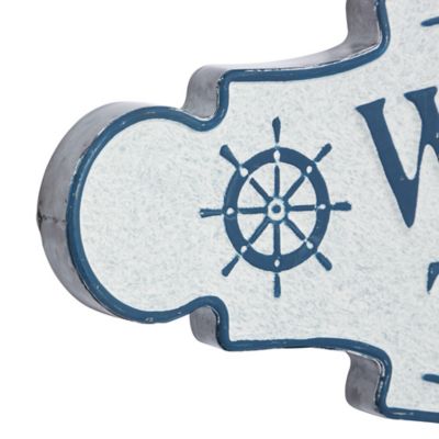 Image showing  Blue Metal Coastal Words and Text Wall Decor, 36 in. x 11 in., 89542