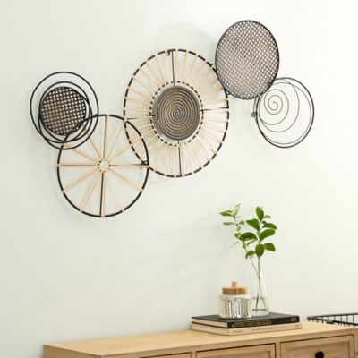 Harper & Willow Black Metal Farmhouse Abstract Wall Decor, 47 in. x 21 in.