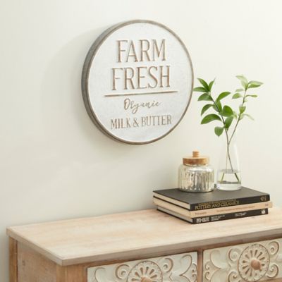 Harper & Willow Beige Metal Farmhouse Words and Text Wall Decor, 16 in. x 1 in. x 16 in.